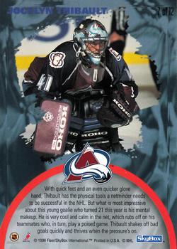 1995-96 SkyBox Impact - Deflectors #7 Jocelyn Thibault Back