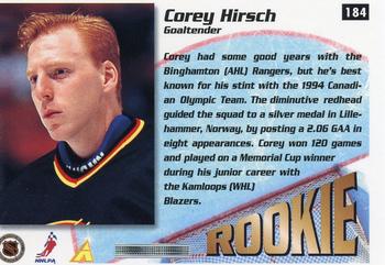 1995-96 Summit #184 Corey Hirsch Back