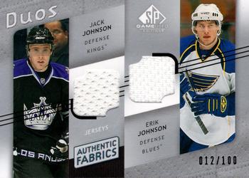 2008-09 SP Game Used - Authentic Fabrics Duos #AF2-JJ Jack Johnson / Erik Johnson  Front