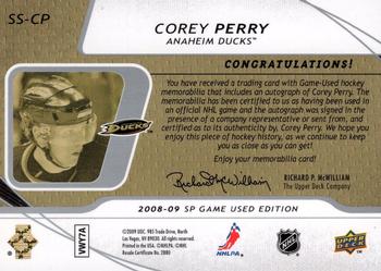 2008-09 SP Game Used - SIGnificant Swatches #SS-CP Corey Perry  Back