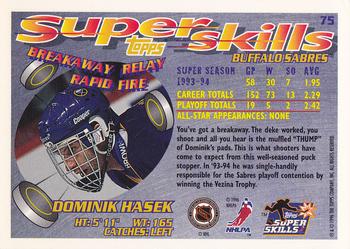 1995-96 Topps Super Skills #75 Dominik Hasek Back