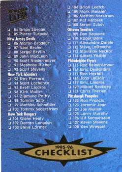 1995-96 Ultra #199 Checklist: 84-169 Front