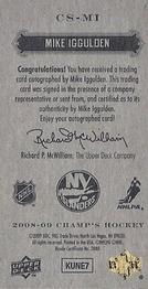 2008-09 Upper Deck Champ's - Mini Signatures #CS-MI Mike Iggulden  Back