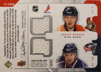 2008-09 Upper Deck MVP - Two on Two Jerseys #J2-CHSN Sidney Crosby / Dany Heatley / Jason Spezza / Rick Nash  Back