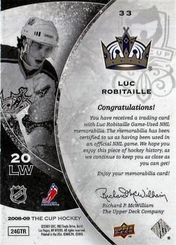 2008-09 Upper Deck The Cup - Platinum Jerseys #33 Luc Robitaille  Back