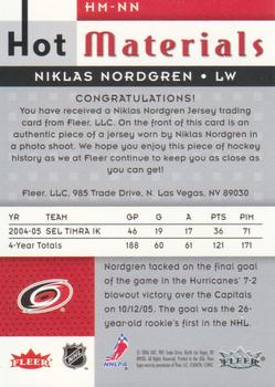 2005-06 Fleer Hot Prospects - Hot Materials #HM-NN Niklas Nordgren Back