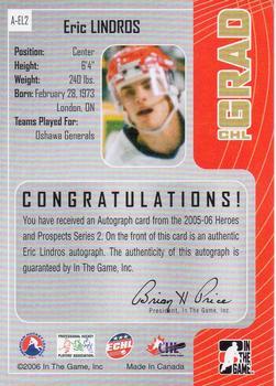 2005-06 In The Game Heroes and Prospects - Autographs Series II #A-EL2 Eric Lindros Back