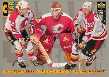 1996-97 Collector's Choice #312 Theoren Fleury / Trevor Kidd / Michael Nylander Front