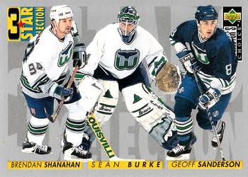 1996-97 Collector's Choice #319 Brendan Shanahan / Sean Burke / Geoff Sanderson Front