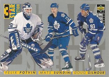 1996-97 Collector's Choice #332 Felix Potvin / Mats Sundin / Doug Gilmour Front