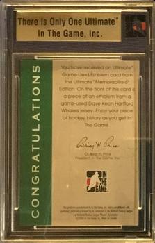 2005-06 In The Game Ultimate Memorabilia Level 2 - Emblems #6 Dave Keon Back