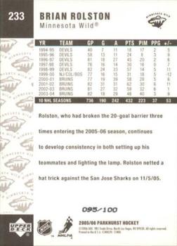 2005-06 Parkhurst - Facsimile Autographs #233 Brian Rolston Back