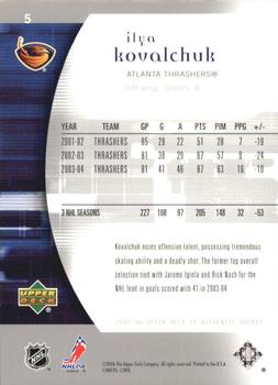 2005-06 SP Authentic - Limited #5 Ilya Kovalchuk Back