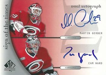 2005-06 SP Authentic - Sign of the Times Duals #D-GW Martin Gerber / Cam Ward Front