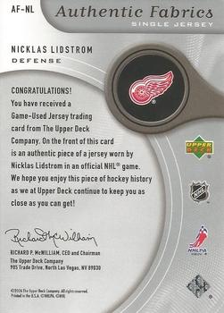 2005-06 SP Game Used - Authentic Fabrics #AF-NL Nicklas Lidstrom Back