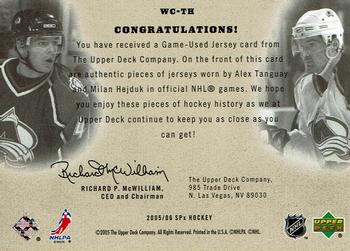 2005-06 SPx - Winning Combos Gold #WC-TH Alex Tanguay / Milan Hejduk Back