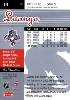 2005-06 Ultra - Ice Medallion #86 Roberto Luongo Back