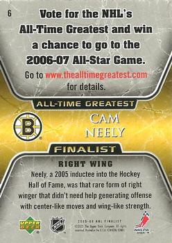 2005-06 Upper Deck - 2005-06 Upper Deck NHL All-Time Greatest Finalist #6 Cam Neely Back