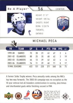 2005-06 Upper Deck Be a Player - Third Period #56 Michael Peca Back