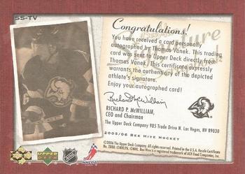 2005-06 Upper Deck Beehive - Signature Scrapbook #SS-TV Thomas Vanek Back