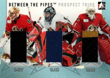 2006-07 In The Game Between The Pipes - Prospect Trios #PT-03 Ray Emery / Jeff Glass / Kelly Guard  Front