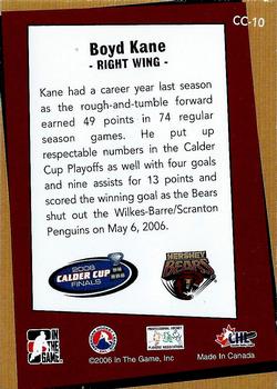 2006-07 In The Game Heroes and Prospects - Calder Cup Champions #CC-10 Boyd Kane  Back