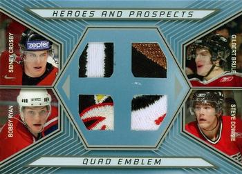 2006-07 In The Game Heroes and Prospects - Quad Emblems Silver #QE-05 Sidney Crosby / Gilbert Brule / Bobby Ryan / Steve Downie  Front