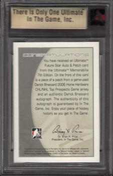 2006-07 In The Game Ultimate Memorabilia - Future Star Auto/Patches Gold #NNO Derick Brassard  Back