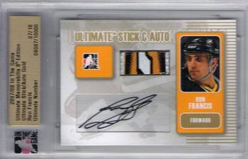 2007-08 In The Game Ultimate Memorabilia - Sticks Autos Gold #22 Ron Francis  Front