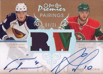 2007-08 O-Pee-Chee Premier - Pairings Autographed Patch #PC-HG Marian Hossa / Marian Gaborik  Front