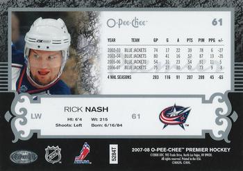 2007-08 O-Pee-Chee Premier - Silver Spectrum #61 Rick Nash  Back