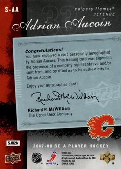 2007-08 Upper Deck Be a Player - Signatures #S-AA Adrian Aucoin Back