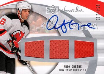 2007-08 Upper Deck Sweet Shot - Rookie Jerseys Autographs #122 Andy Greene  Front