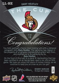 2007-08 Upper Deck The Cup - Limited Logos #LL-HE Dany Heatley  Back