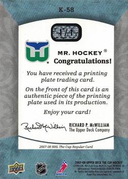 2007-08 Upper Deck The Cup - Printing Plates Magenta #M-58 Gordie Howe  Back