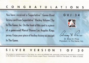 2009-10 In The Game Superlative - Game Used Jerseys Silver #GUJ-34 Marcel Dionne  Back