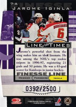 1997-98 Donruss Preferred - Line of the Times #7-A Jarome Iginla Back