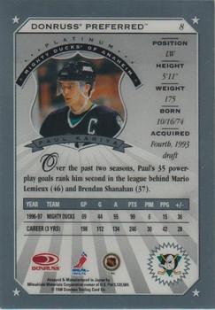 1997-98 Donruss Preferred - Precious Metals #8 Paul Kariya Back