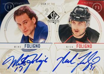 2009-10 SP Authentic - Sign of the Times 2 #ST2-FF Mike Foligno / Nick Foligno  Front