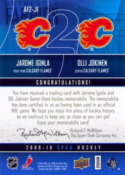 2009-10 SP Game Used - Authentic Fabrics Dual #AF2-JI Olli Jokinen / Jarome Iginla  Back