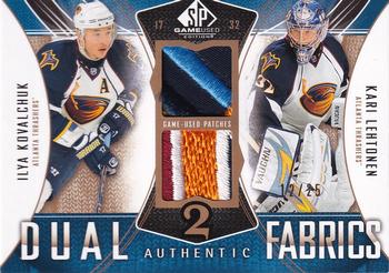 2009-10 SP Game Used - Authentic Fabrics Dual Patches #AF2-KL Ilya Kovalchuk / Kari Lehtonen  Front