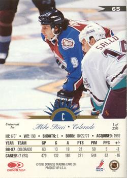 1997-98 Leaf International Stars - Universal Ice #65 Mike Ricci Back