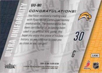 2009-10 Ultra - Uniformity #UU-MI Ryan Miller  Back