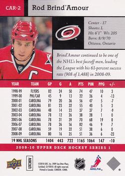 2009-10 Upper Deck - Arena Giveaway Carolina Hurricanes #CAR-2 Rod Brind'Amour Back