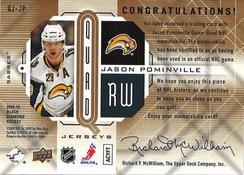 2009-10 Upper Deck Black Diamond - Jerseys Quad Gold #QJ-JP Jason Pominville  Back