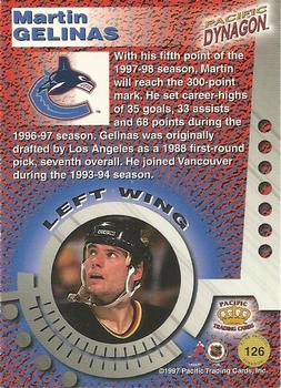 1997-98 Pacific Dynagon #126 Martin Gelinas Back