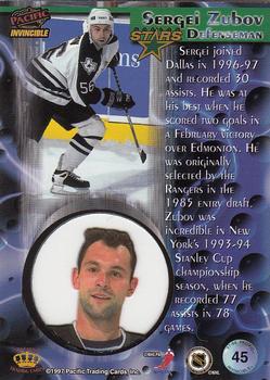 1997-98 Pacific Invincible #45 Sergei Zubov Back