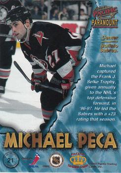 1997-98 Pacific Paramount #21 Michael Peca Back