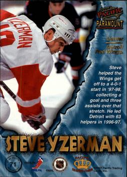 1997-98 Pacific Paramount #71 Steve Yzerman Back