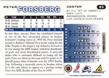 1997-98 Score #83 Peter Forsberg Back